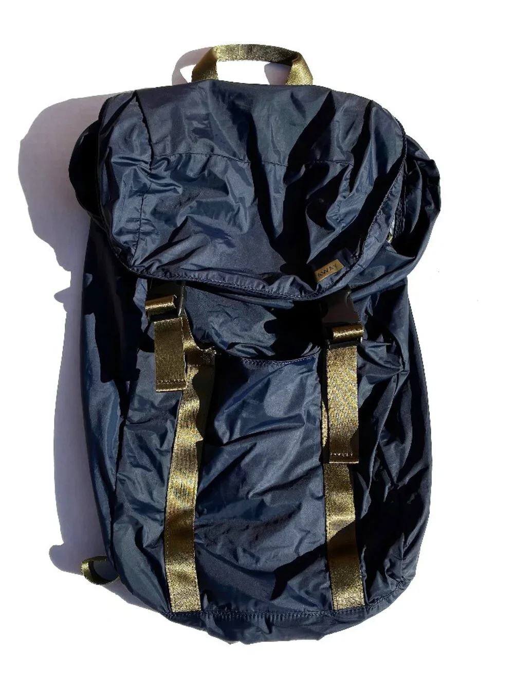 Away Packable Water-Resistant Backpack, Navy/Tan - Picture 3 of 9
